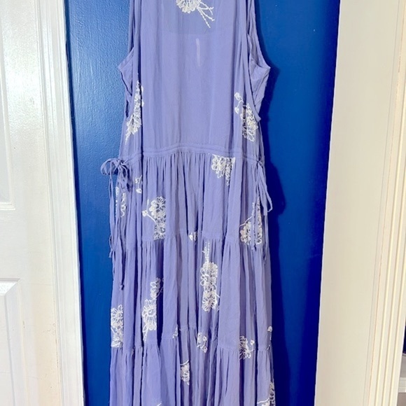 NWOT Women’s Free People RUN AWAY WITH ME EMBROIDERED Dusty Periwinkle Dress - Picture 10 of 11